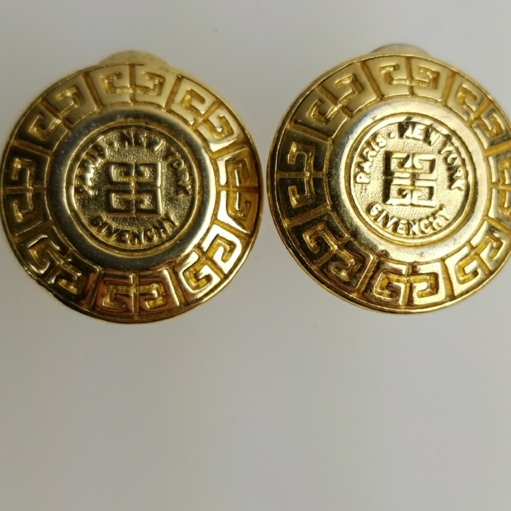 80's Givenchy Stamped Iconic Greek Round Earrings